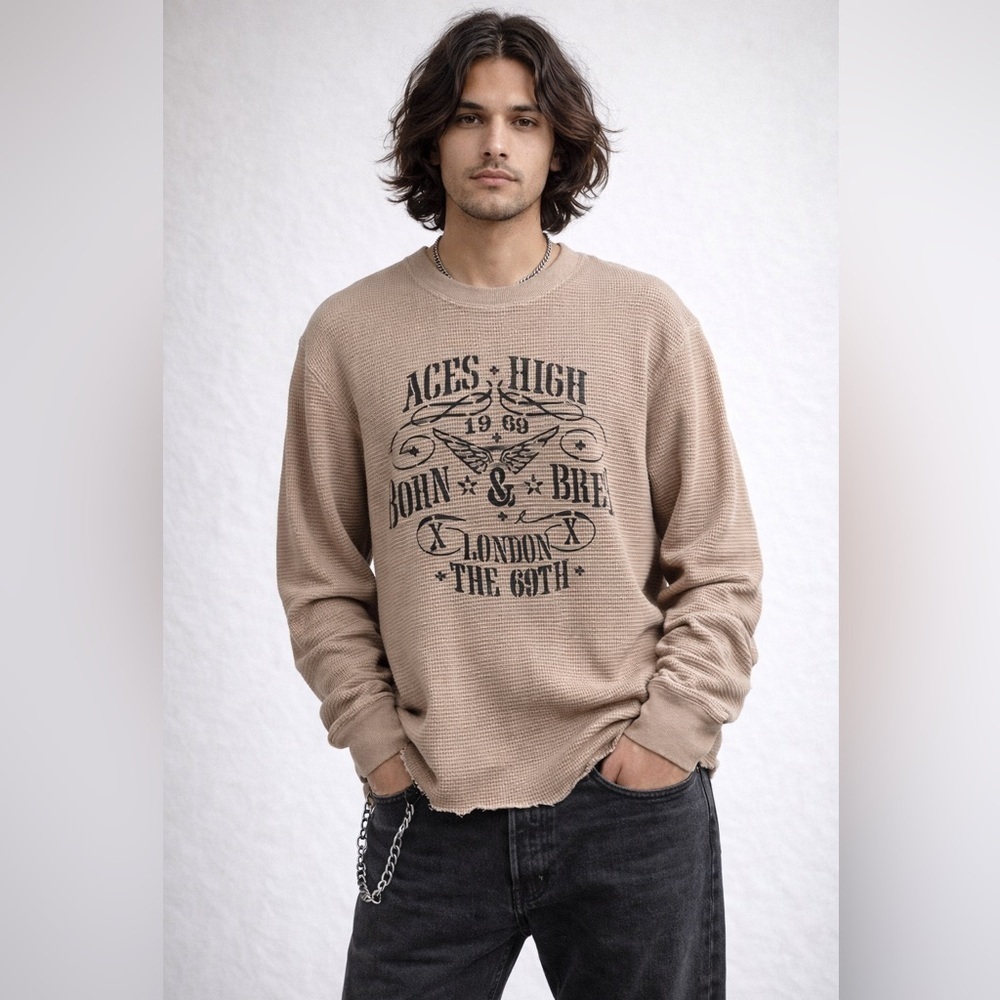 Vintage Gap Waffle Knit Thermal Sz L Lightweight Grunge Classic 90s Metal Edgy